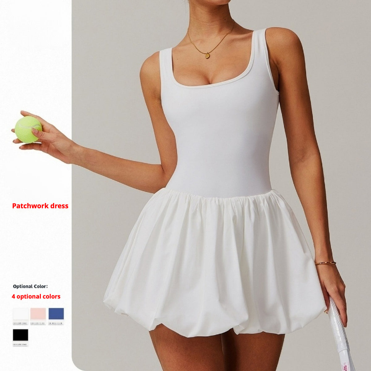 Fake two-piece dress anti-exposure outdoor running fitness tennis skirt bottoming nude feeling sports