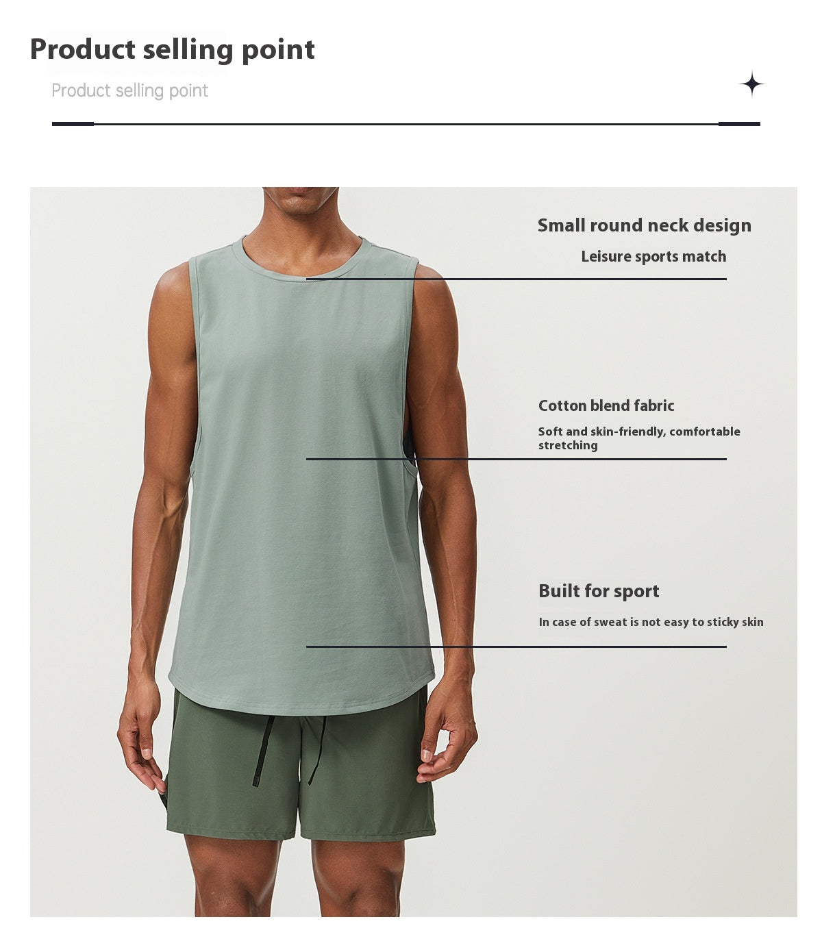 Men's Cotton Tank Tops Workout Gym Moisture Wicking T Shirts Muscle Athletic Sleeveless Top