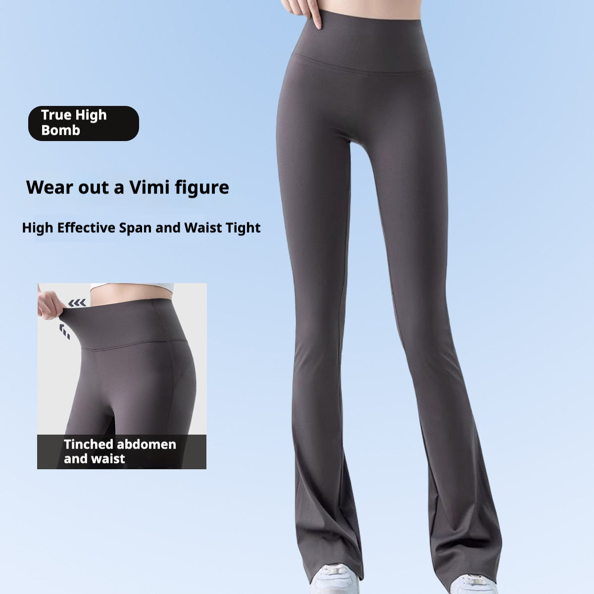 Summer casual sporty style, leg-shaping, high-elasticity flared pants, high-waist slimming, slightly flared pants, with a luxurious drape, wide-leg pants.
