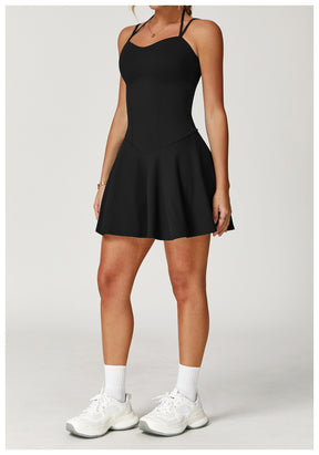 Fake two-piece dress anti-exposure outdoor running fitness tennis skirt bottoming nude feeling sports