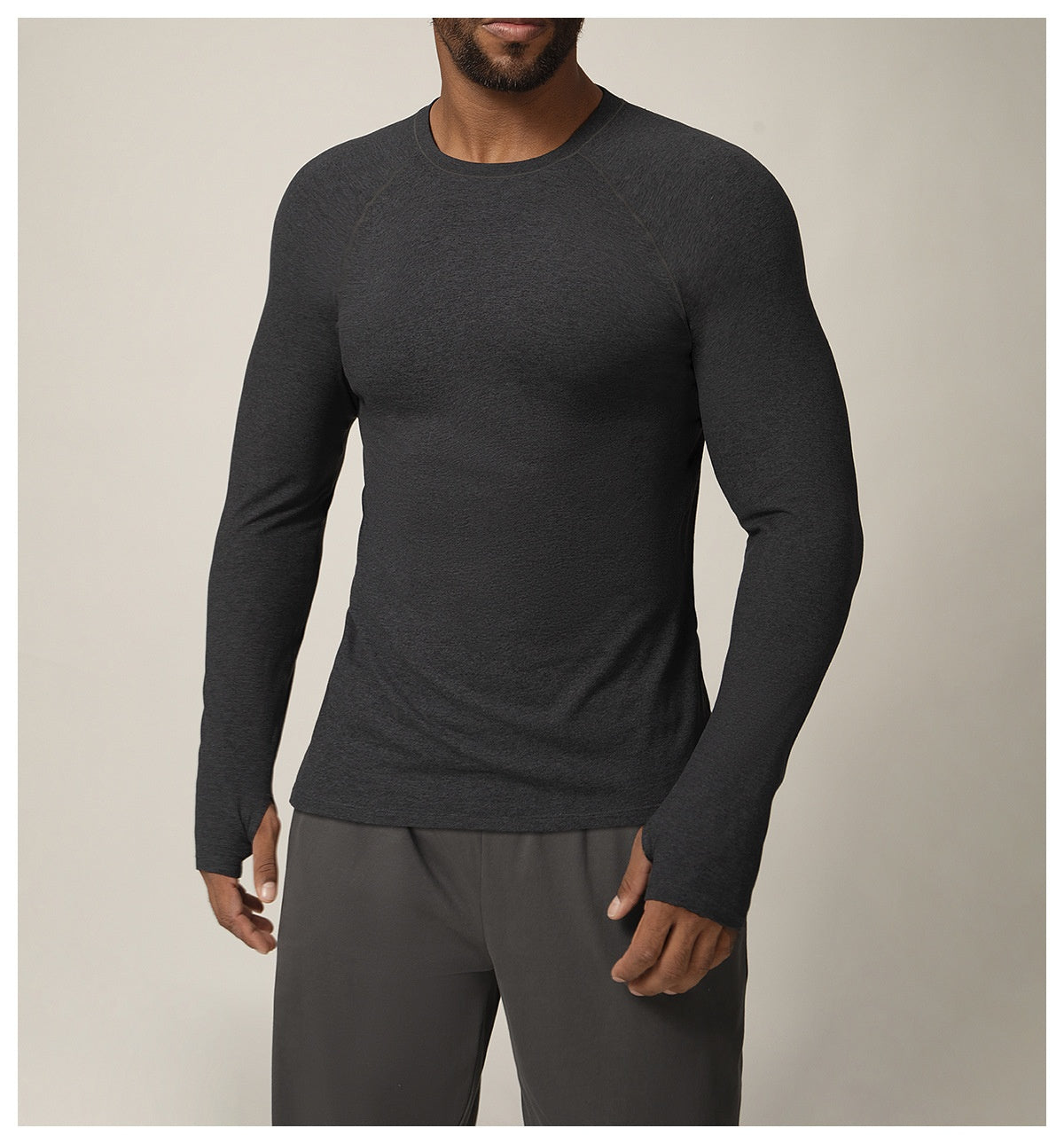 Quick-drying long-sleeved T-shirt autumn and winter running fitness tennis training stretch tops outdoor running fitness clothes with finger sleeves