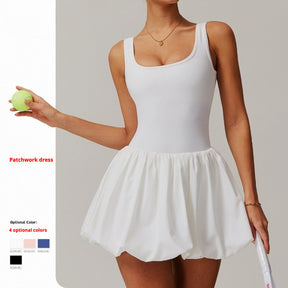 Fake two-piece dress anti-exposure outdoor running fitness tennis skirt bottoming nude feeling sports
