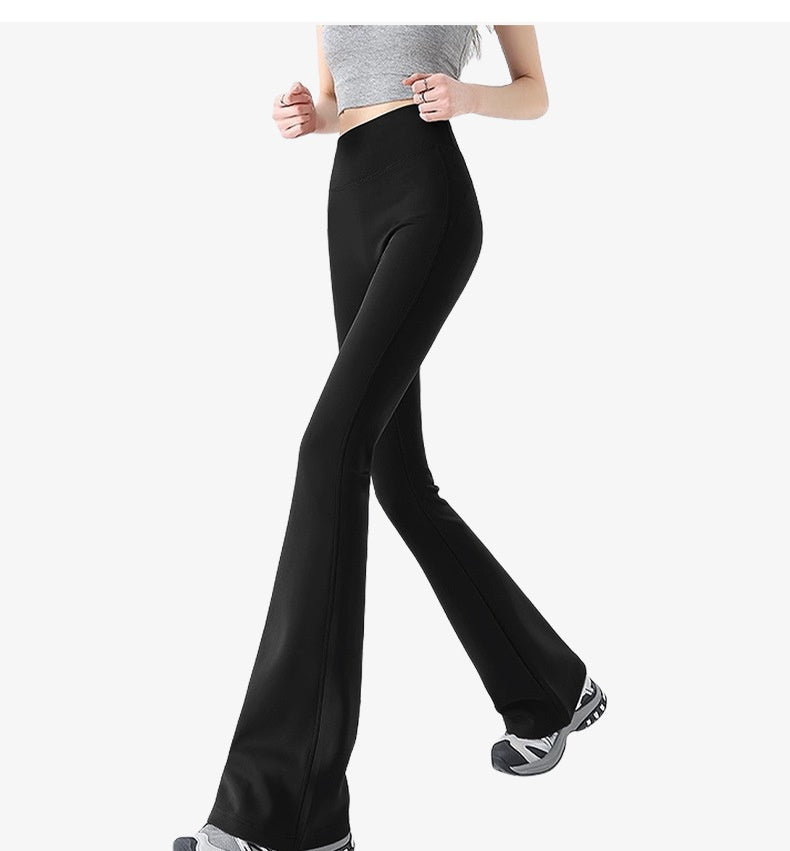 Summer casual sporty style, leg-shaping, high-elasticity flared pants, high-waist slimming, slightly flared pants, with a luxurious drape, wide-leg pants.