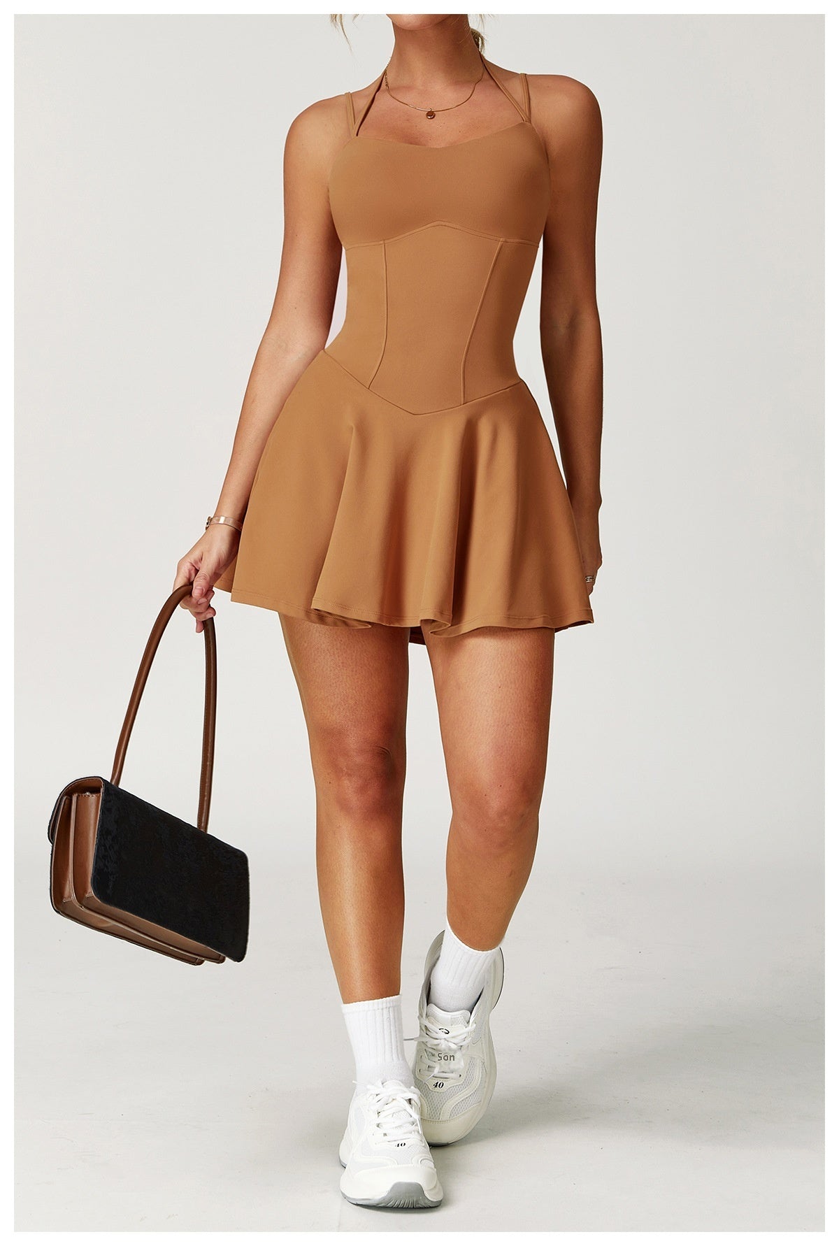 Fake two-piece dress anti-exposure outdoor running fitness tennis skirt bottoming nude feeling sports