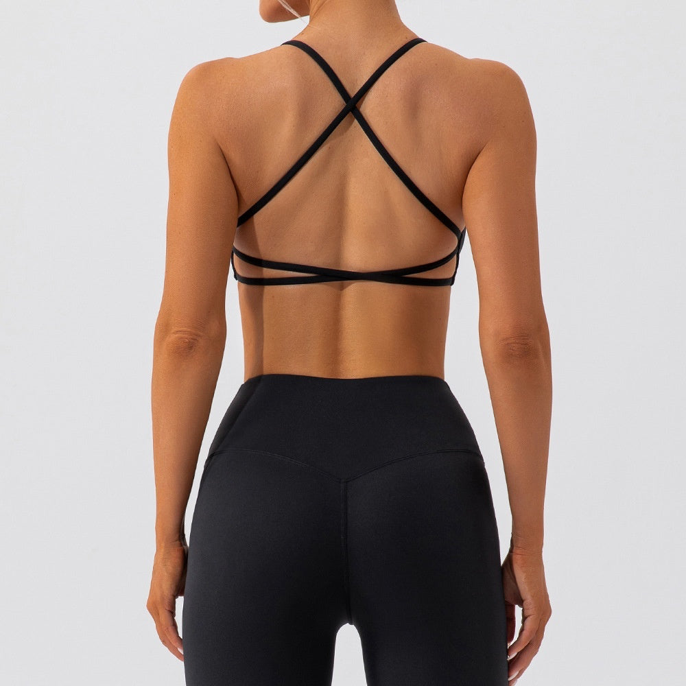 Beautiful back High strength Outdoor Yoga Running Fitness Strong wrap Gather Fixed chest pad Seamless Antibacterial ComfortSeamless