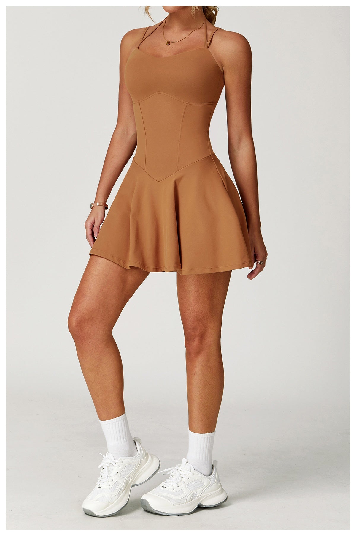 Fake two-piece dress anti-exposure outdoor running fitness tennis skirt bottoming nude feeling sports