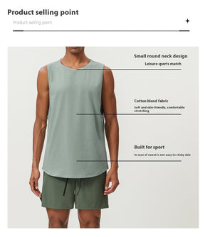 Men's Cotton Tank Tops Workout Gym Moisture Wicking T Shirts Muscle Athletic Sleeveless Top