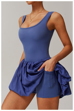Fake two-piece dress anti-exposure outdoor running fitness tennis skirt bottoming nude feeling sports