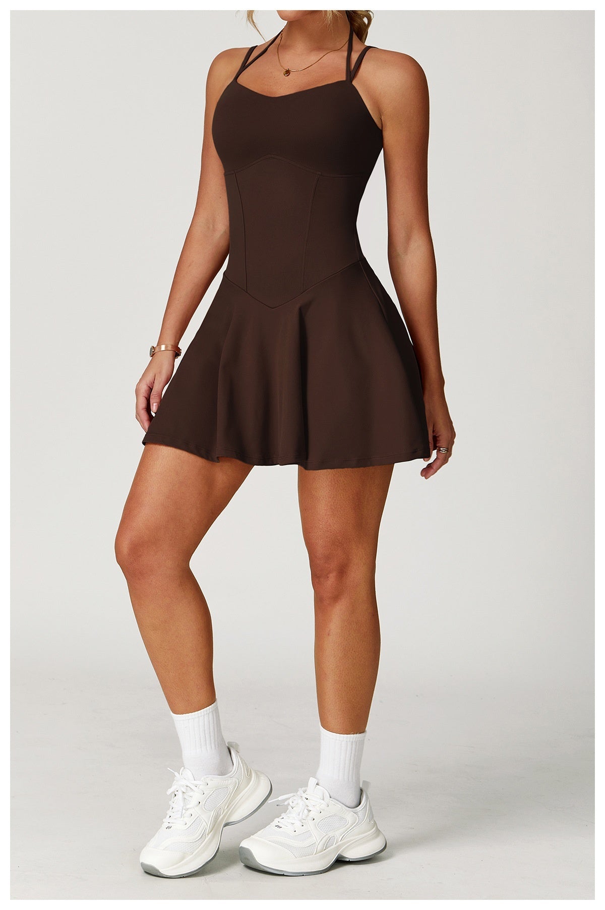 Fake two-piece dress anti-exposure outdoor running fitness tennis skirt bottoming nude feeling sports