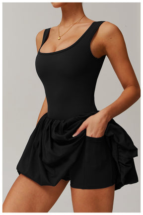 Fake two-piece dress anti-exposure outdoor running fitness tennis skirt bottoming nude feeling sports