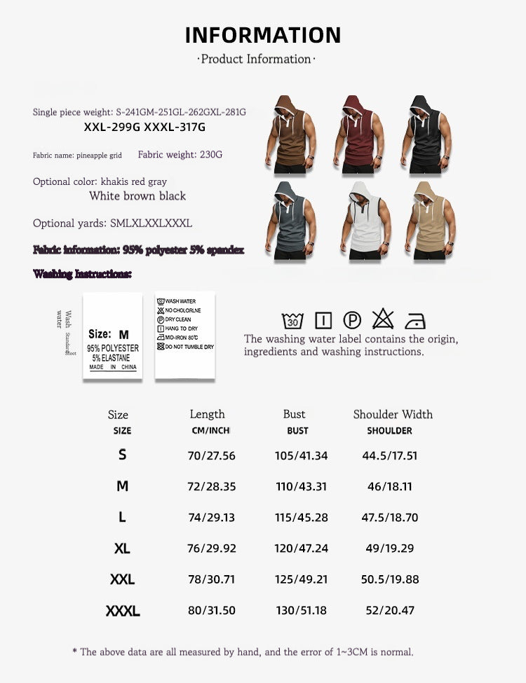 Quick-drying sleeveless hooded muscle exercise fitness vest summer T-shirt