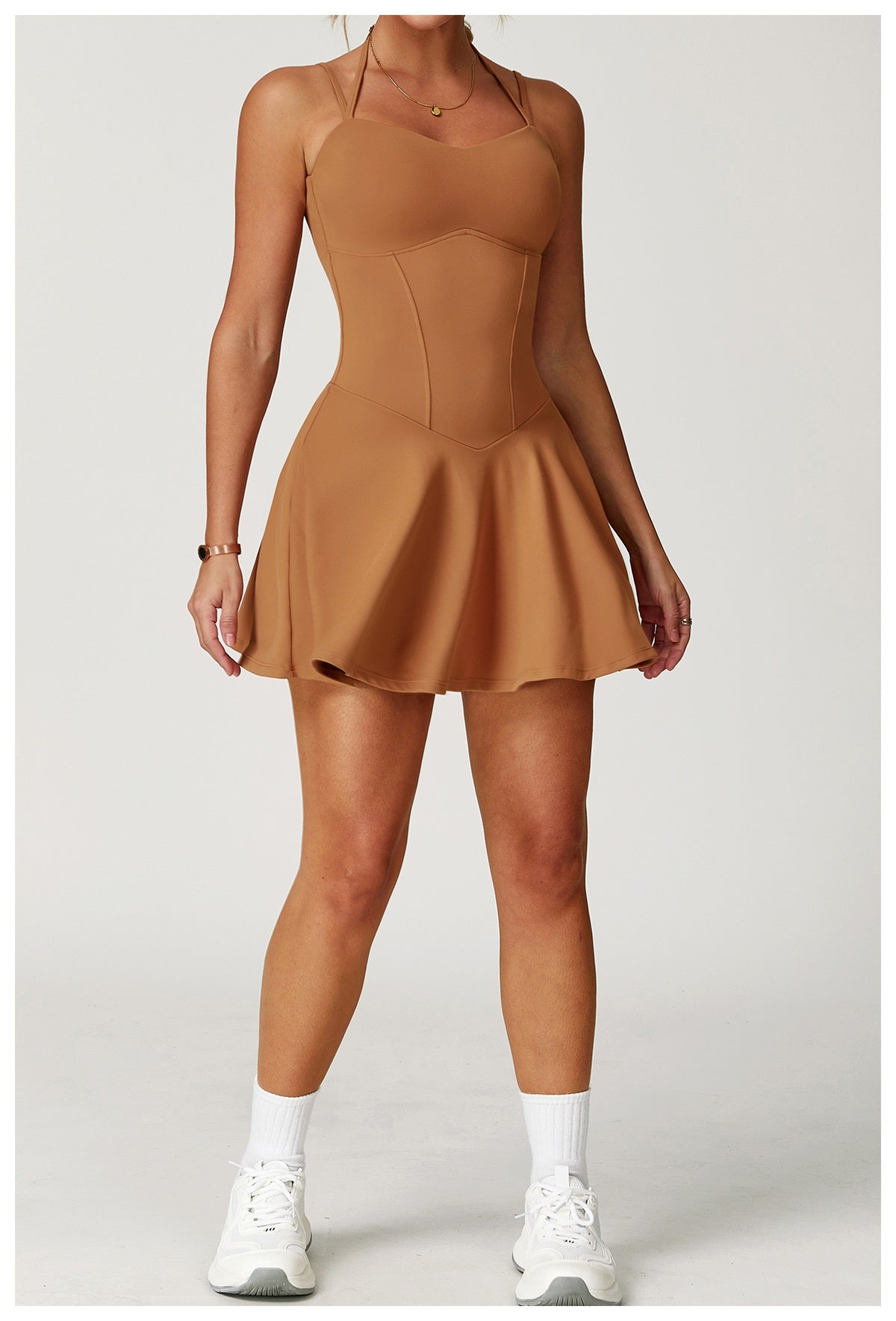 Fake two-piece dress anti-exposure outdoor running fitness tennis skirt bottoming nude feeling sports