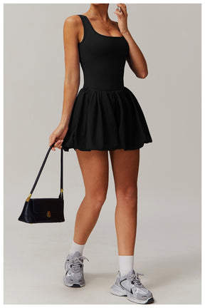 Fake two-piece dress anti-exposure outdoor running fitness tennis skirt bottoming nude feeling sports