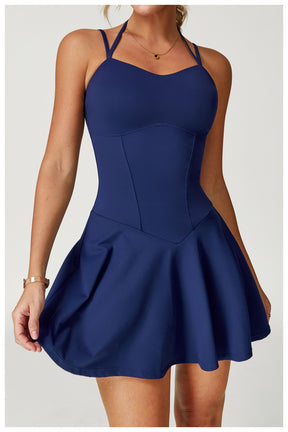 Fake two-piece dress anti-exposure outdoor running fitness tennis skirt bottoming nude feeling sports