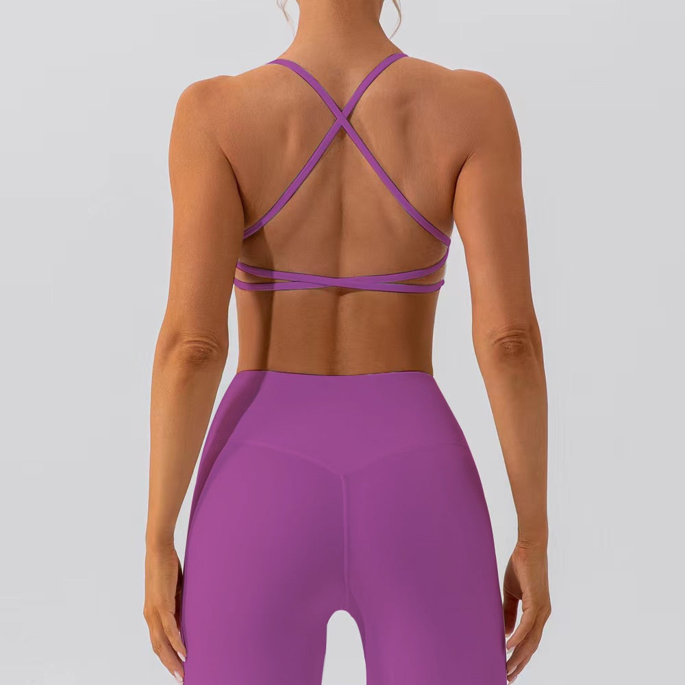 Beautiful back High strength Outdoor Yoga Running Fitness Strong wrap Gather Fixed chest pad Seamless Antibacterial ComfortSeamless