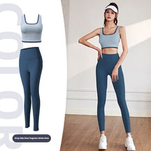 Sports suit, high elasticity, suitable for yoga, running, cycling, side breasts, outdoor leisure and versatile style