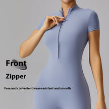 Zipper tights High elasticity One-piece Quick-drying slim fit Yoga Half turtleneck