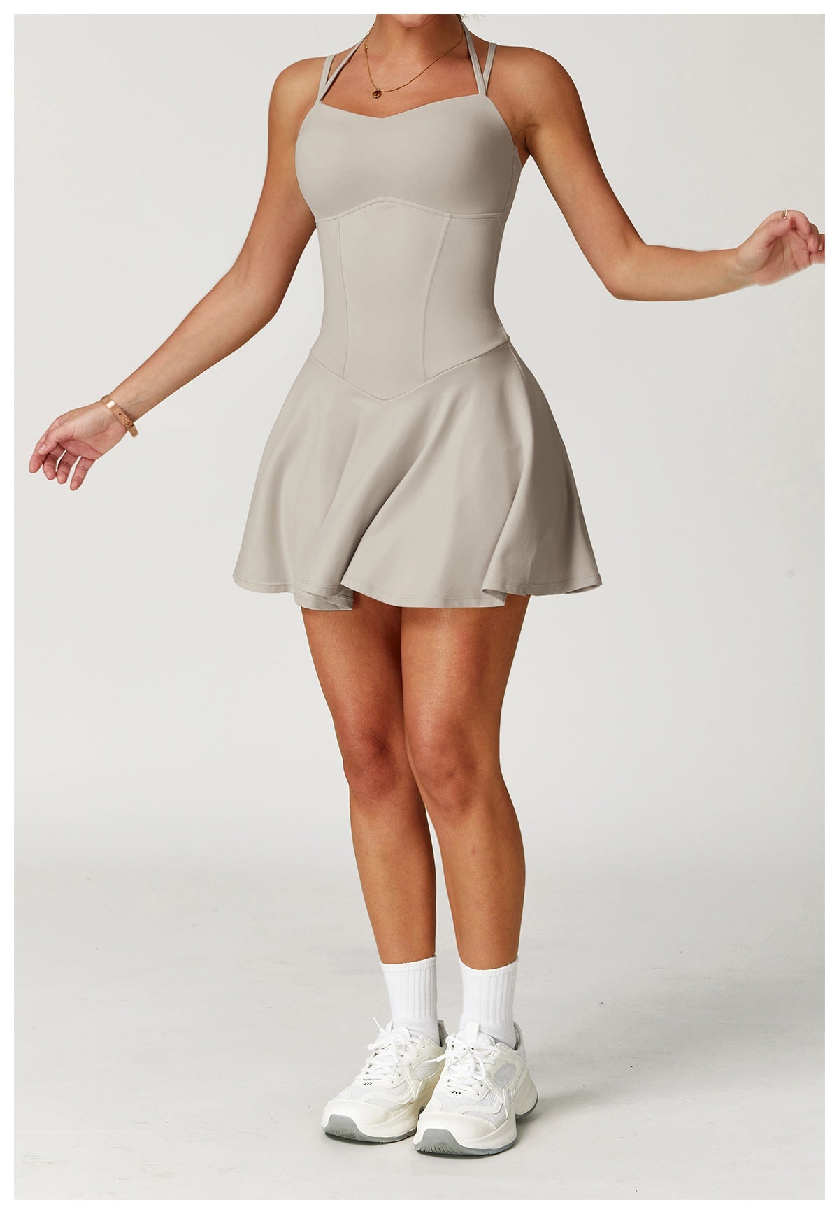 Fake two-piece dress anti-exposure outdoor running fitness tennis skirt bottoming nude feeling sports