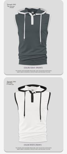 Quick-drying sleeveless hooded muscle exercise fitness vest summer T-shirt