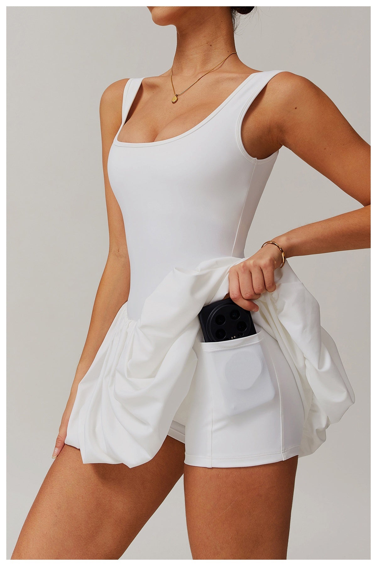 Fake two-piece dress anti-exposure outdoor running fitness tennis skirt bottoming nude feeling sports
