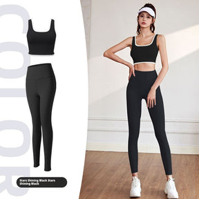 Sports suit, high elasticity, suitable for yoga, running, cycling, side breasts, outdoor leisure and versatile style