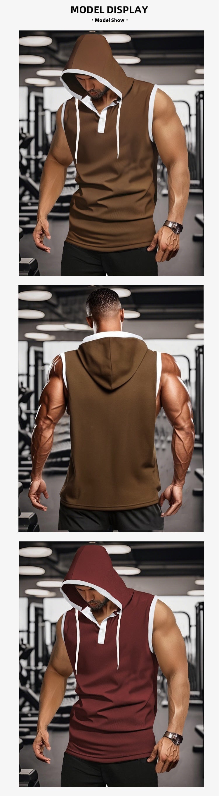 Quick-drying sleeveless hooded muscle exercise fitness vest summer T-shirt