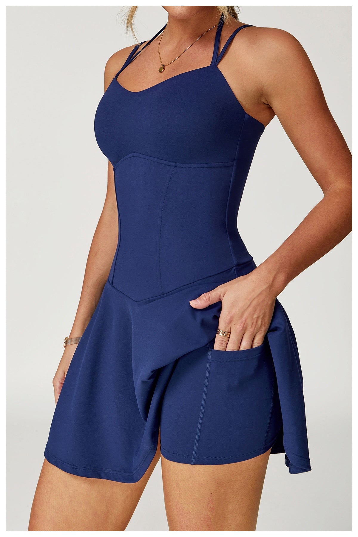 Fake two-piece dress anti-exposure outdoor running fitness tennis skirt bottoming nude feeling sports