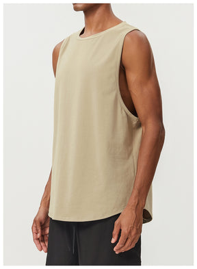 Men's Cotton Tank Tops Workout Gym Moisture Wicking T Shirts Muscle Athletic Sleeveless Top