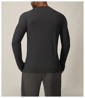 Quick-drying long-sleeved T-shirt autumn and winter running fitness tennis training stretch tops outdoor running fitness clothes with finger sleeves