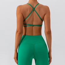 Beautiful back High strength Outdoor Yoga Running Fitness Strong wrap Gather Fixed chest pad Seamless Antibacterial ComfortSeamless