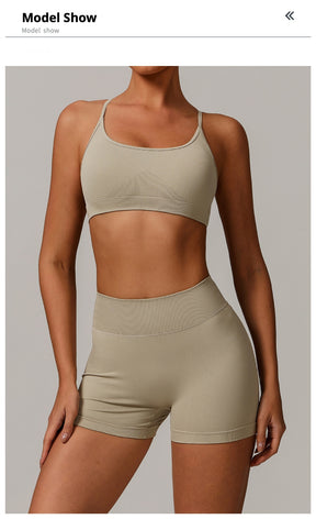 Beautiful back camisole running yoga fitness vest sports bra padded low impact spaghetti strap tops