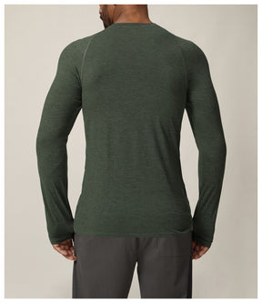 Quick-drying long-sleeved T-shirt autumn and winter running fitness tennis training stretch tops outdoor running fitness clothes with finger sleeves