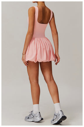 Fake two-piece dress anti-exposure outdoor running fitness tennis skirt bottoming nude feeling sports