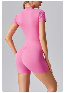 Zipper tights High elasticity One-piece Quick-drying slim fit Yoga Half turtleneck