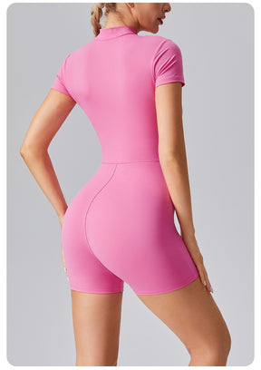 Zipper tights High elasticity One-piece Quick-drying slim fit Yoga Half turtleneck