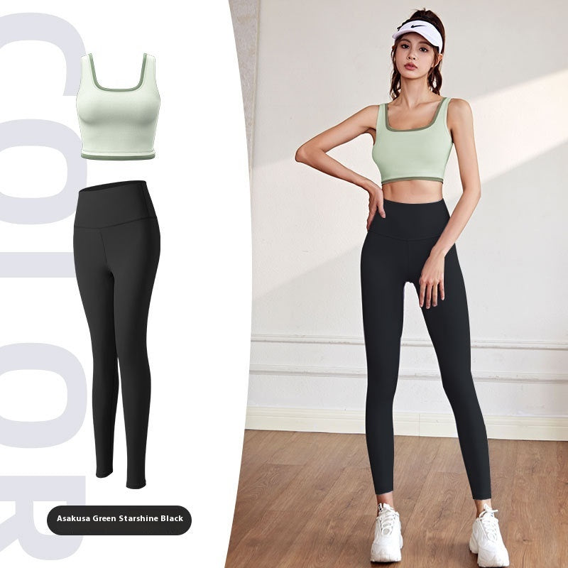 Sports suit, high elasticity, suitable for yoga, running, cycling, side breasts, outdoor leisure and versatile style