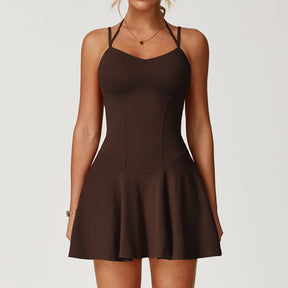 Fake two-piece dress anti-exposure outdoor running fitness tennis skirt bottoming nude feeling sports