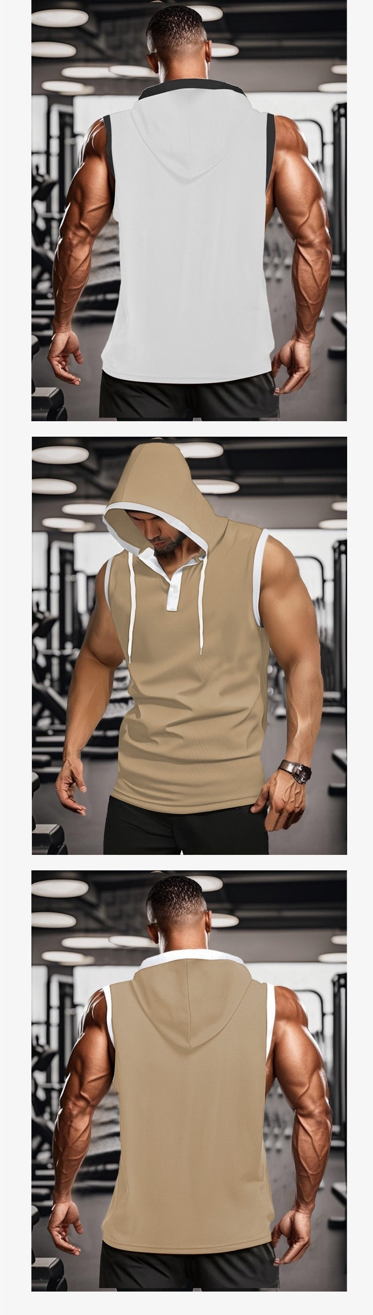 Quick-drying sleeveless hooded muscle exercise fitness vest summer T-shirt