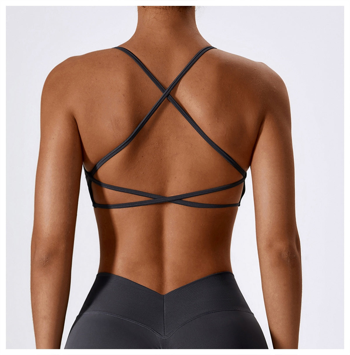 Beautiful back camisole running yoga fitness vest sports bra padded low impact spaghetti strap tops