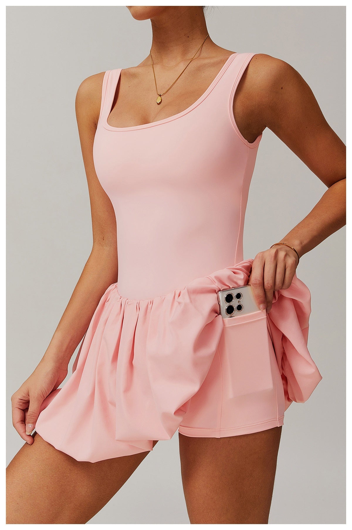 Fake two-piece dress anti-exposure outdoor running fitness tennis skirt bottoming nude feeling sports