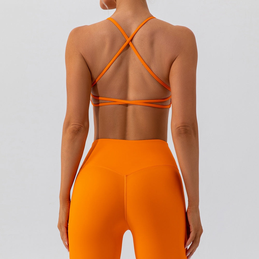 Beautiful back High strength Outdoor Yoga Running Fitness Strong wrap Gather Fixed chest pad Seamless Antibacterial ComfortSeamless