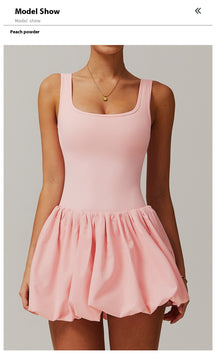 Fake two-piece dress anti-exposure outdoor running fitness tennis skirt bottoming nude feeling sports