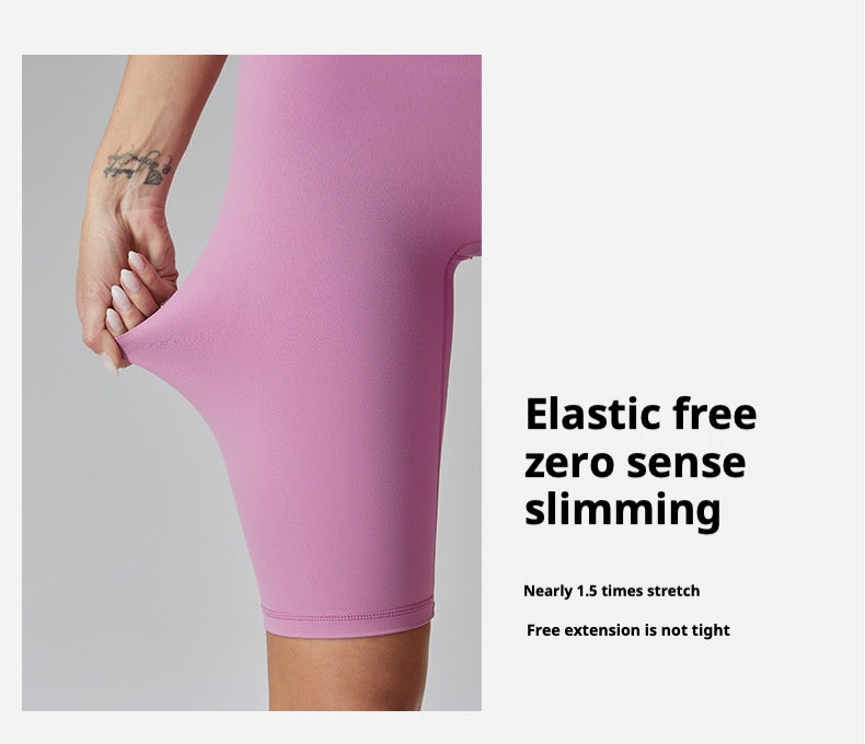 2025 new high waist hip lifting body shaping yoga shorts double-sided sanding high-intensity fitness abdomen outdoor running cycling sports shorts