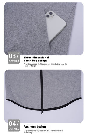 Cardigan Jacket Hooded Jogging Quick Dry Sweater Running Fitness Jacket Spring Autumn Winter Outdoor Aerobics
