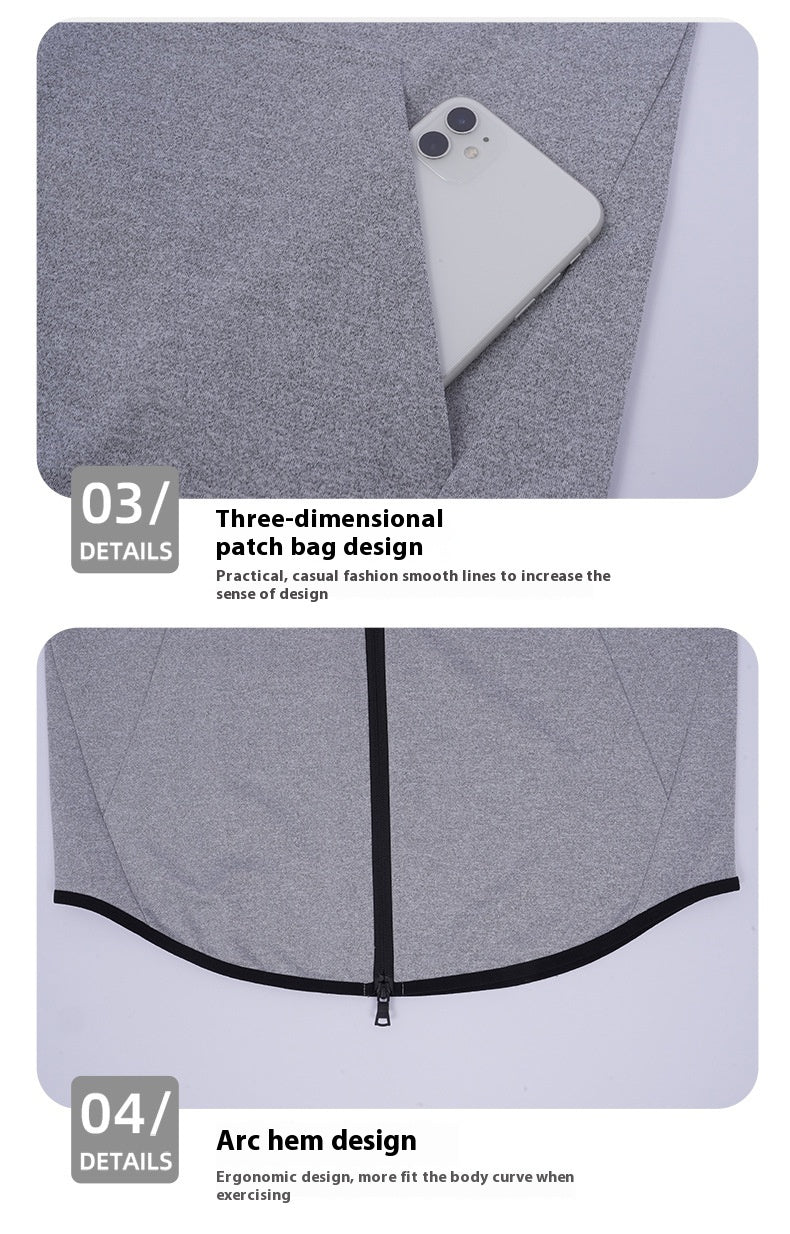Cardigan Jacket Hooded Jogging Quick Dry Sweater Running Fitness Jacket Spring Autumn Winter Outdoor Aerobics