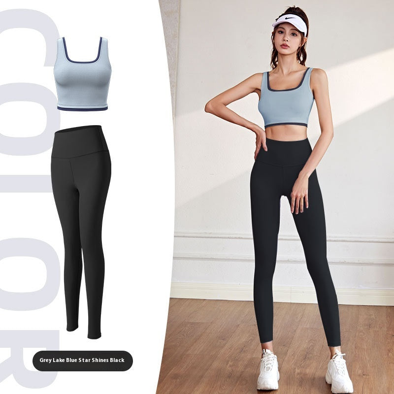 Sports suit, high elasticity, suitable for yoga, running, cycling, side breasts, outdoor leisure and versatile style