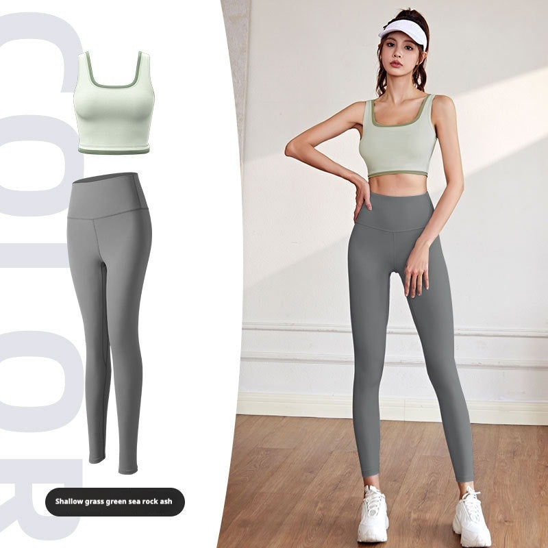 Sports suit, high elasticity, suitable for yoga, running, cycling, side breasts, outdoor leisure and versatile style