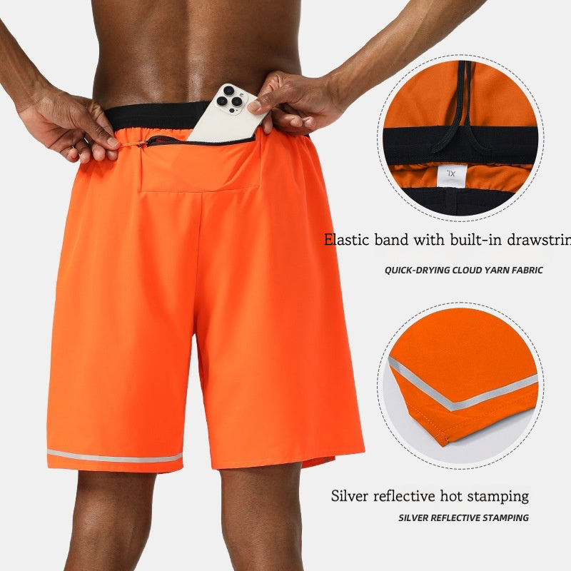Shorts Breathable Stretch Quick Dry Basketball Shorts Fitness Sports Reflective Strips Pockets