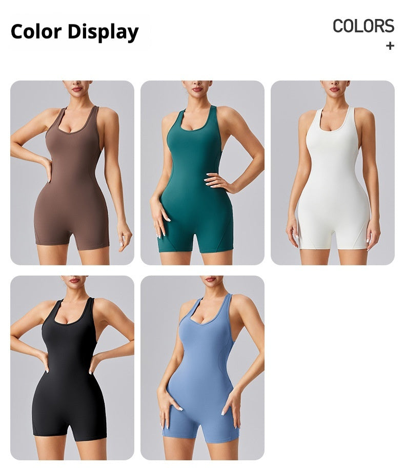Yoga Sexy I-back Hollow Bodysuit High Elasticity Hip Lifting Nude Bodysuit Quick Dry