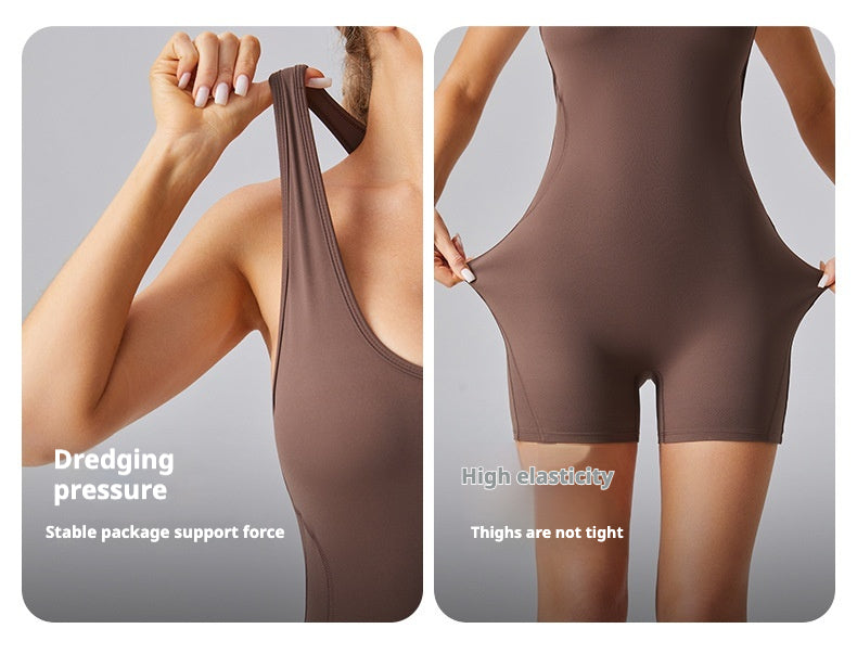 Yoga Sexy I-back Hollow Bodysuit High Elasticity Hip Lifting Nude Bodysuit Quick Dry